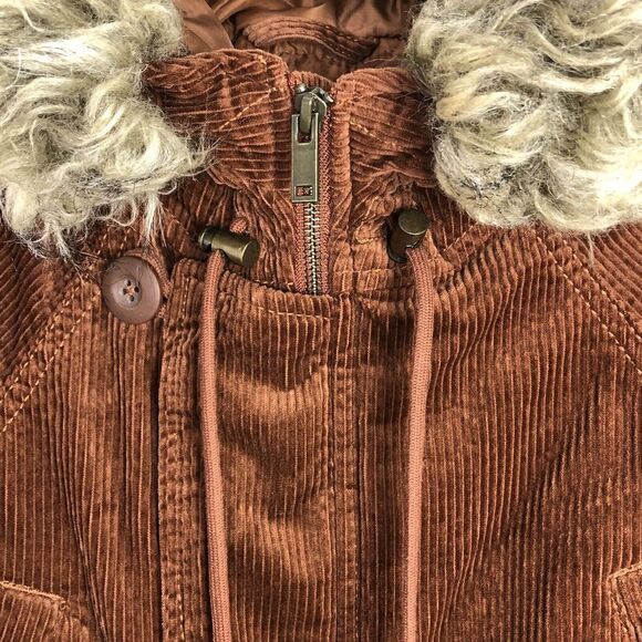 AMERICAN EAGLE AE Women's Y2K Corduroy Penny Lane Long Parka Coat Faux Fur Med - Picture 5 of 12